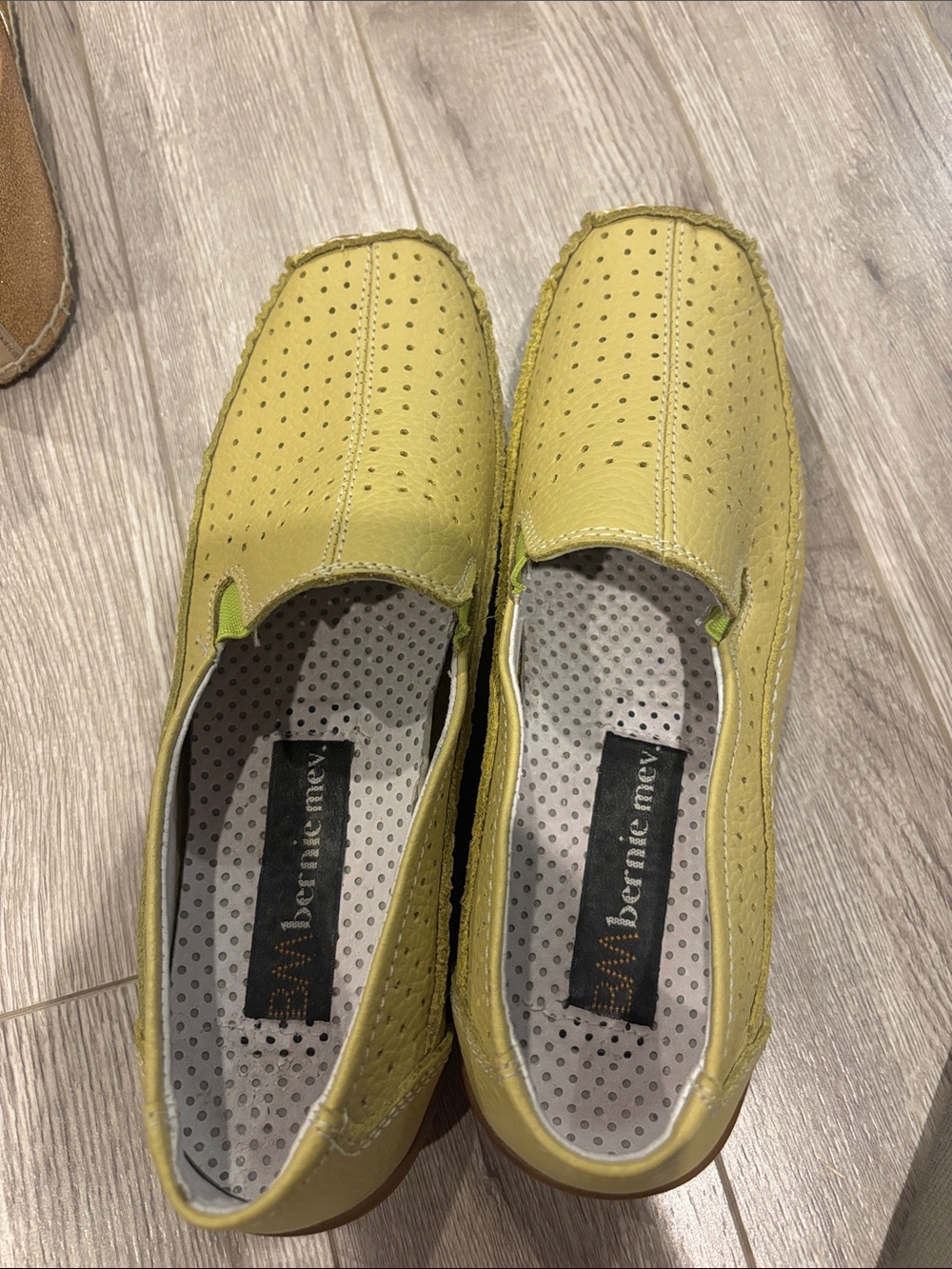 bernie mev. Men’s Perforated Slip-On Loafer — Yellow